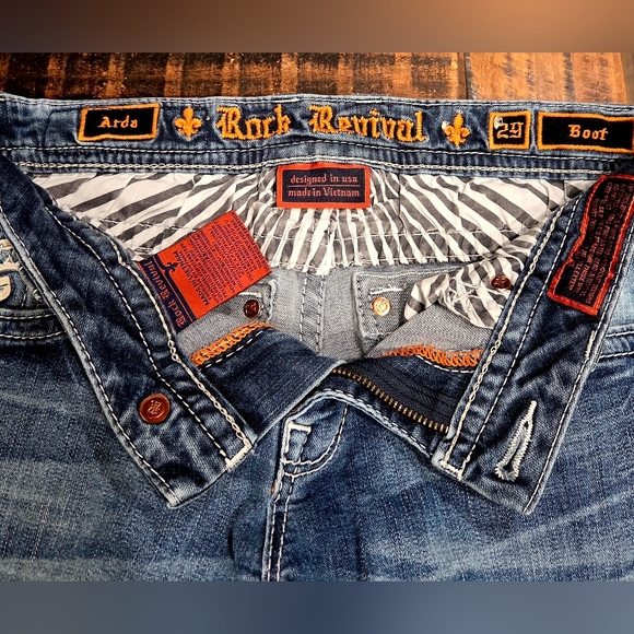 Rock Revival Distressed Blue Flare Jeans - Picture 9 of 13